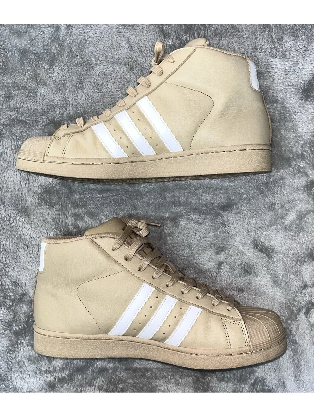 Adidas Pro Model Linen Khaki Mens Sneakers CG5072 8.5 Tan White Gold Shell Toe